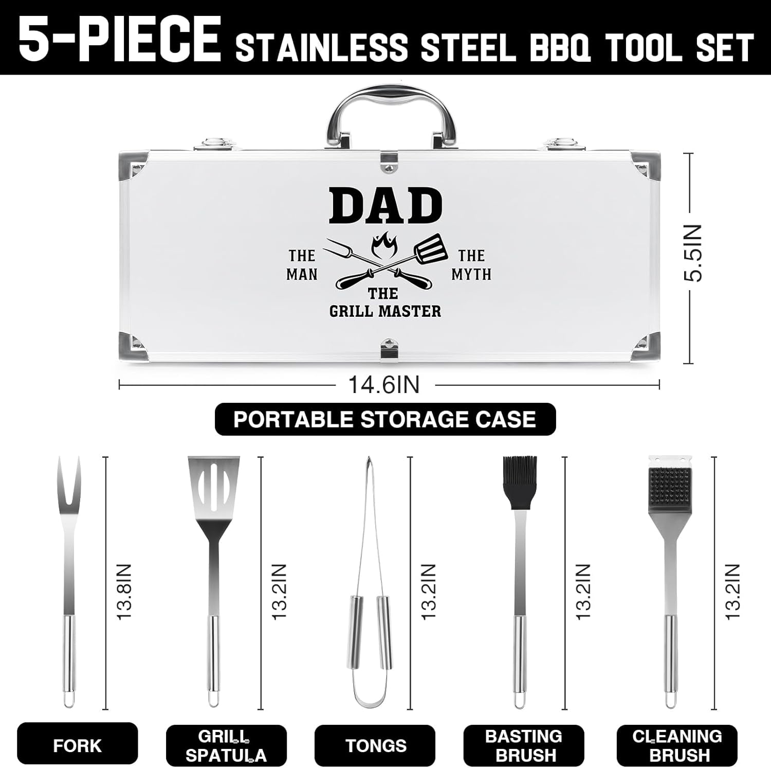 Dad Gifts for Fathers Day - Dad Birthday Present from Daughter, Heavy Duty BBQ Grilling Accessories Kit for Outdoor Grill - Ideal Gifts for Fathers Day