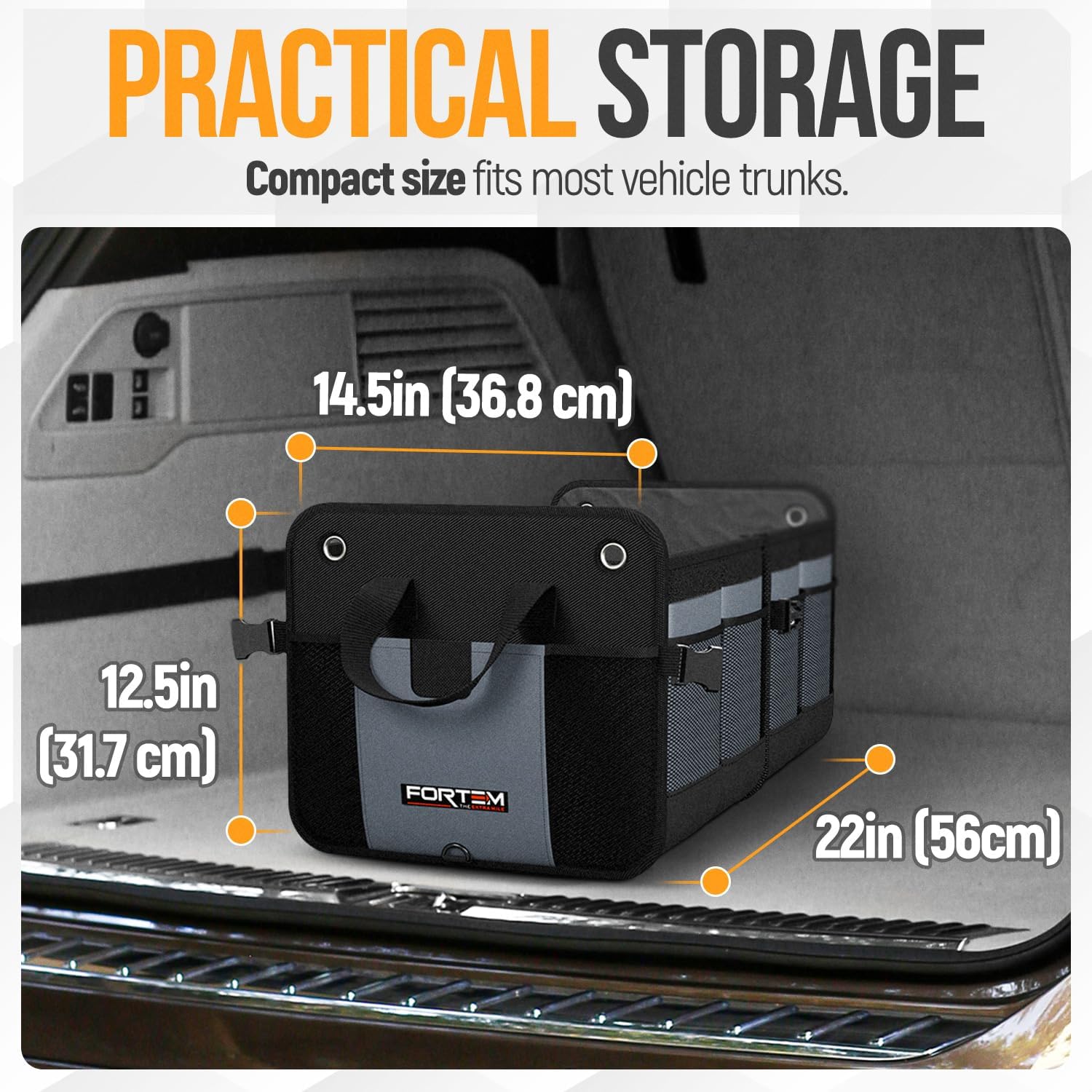 Trunk Organizer for SUV Car Organizer and Storage, Collapsible Multi-Compartment Storage Bag Car Accessories for Women Men, 1680D Oxford, Non Slip Bottom, Adjustable Straps, Soft Cover (65L)