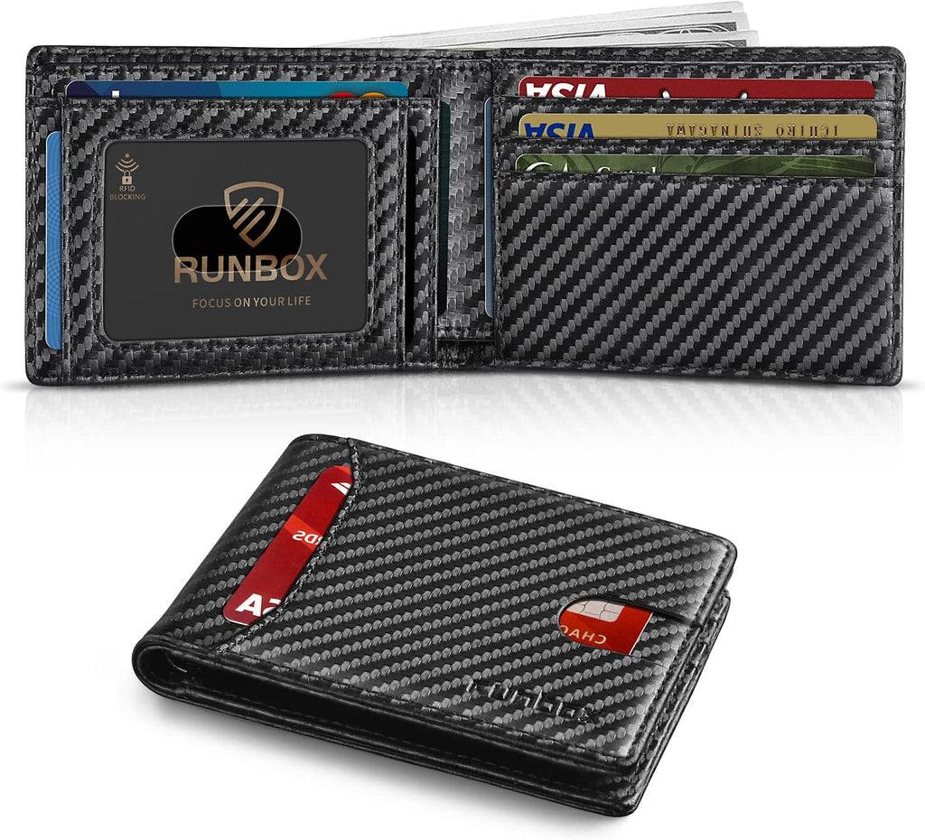 Wallet for Men Slim 11 Credit Card Holder Slots Leather RFID Blocking Small Thin Men'S Wallet Bifold Minimalist Front Pocket Large Capacity Gift Box
