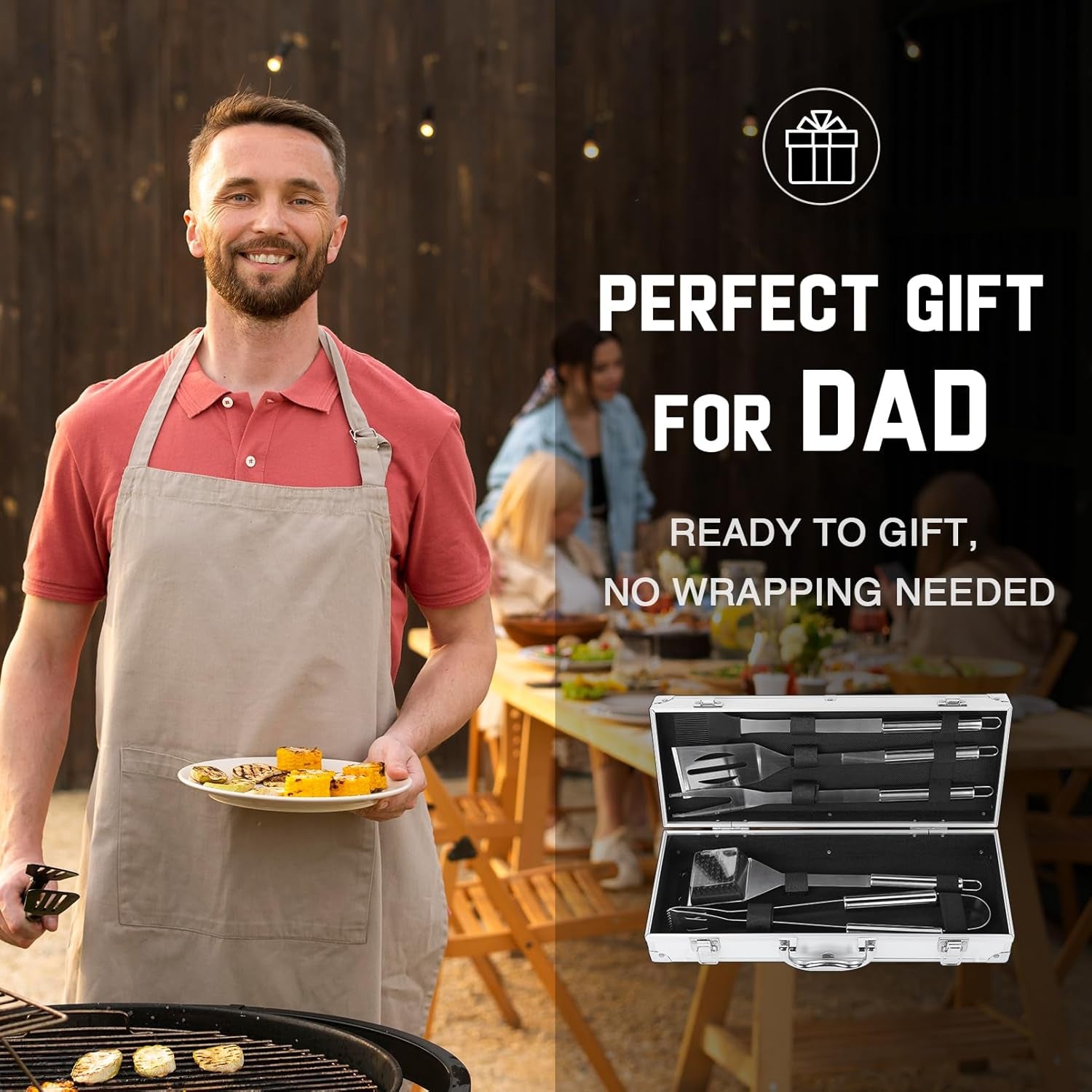 Dad Gifts for Fathers Day - Dad Birthday Present from Daughter, Heavy Duty BBQ Grilling Accessories Kit for Outdoor Grill - Ideal Gifts for Fathers Day