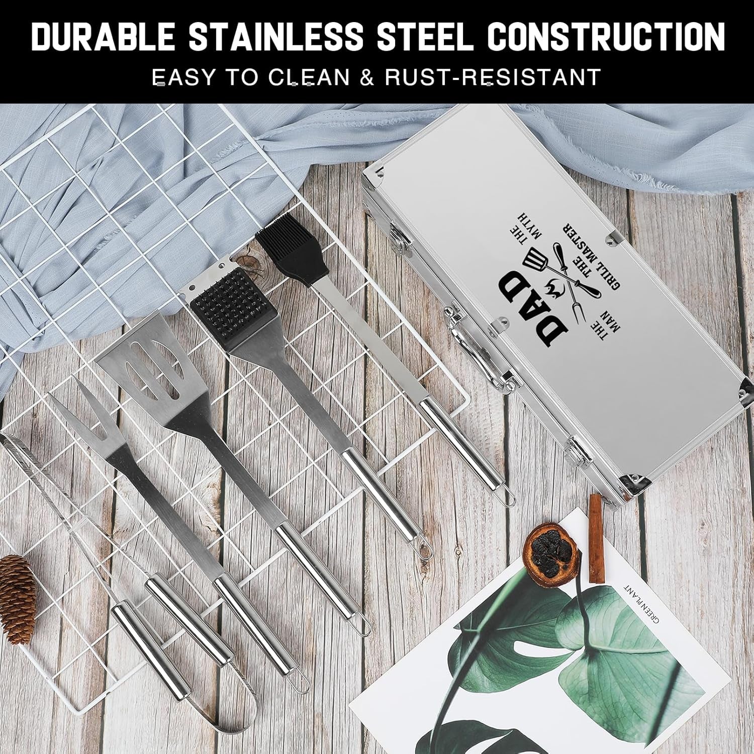 Dad Gifts for Fathers Day - Dad Birthday Present from Daughter, Heavy Duty BBQ Grilling Accessories Kit for Outdoor Grill - Ideal Gifts for Fathers Day